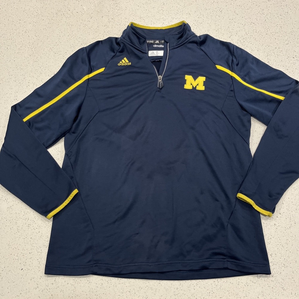Adidas Scorch ClimaLite Michigan Wolverines 1/4 Zip Men's Large Blue Yellow